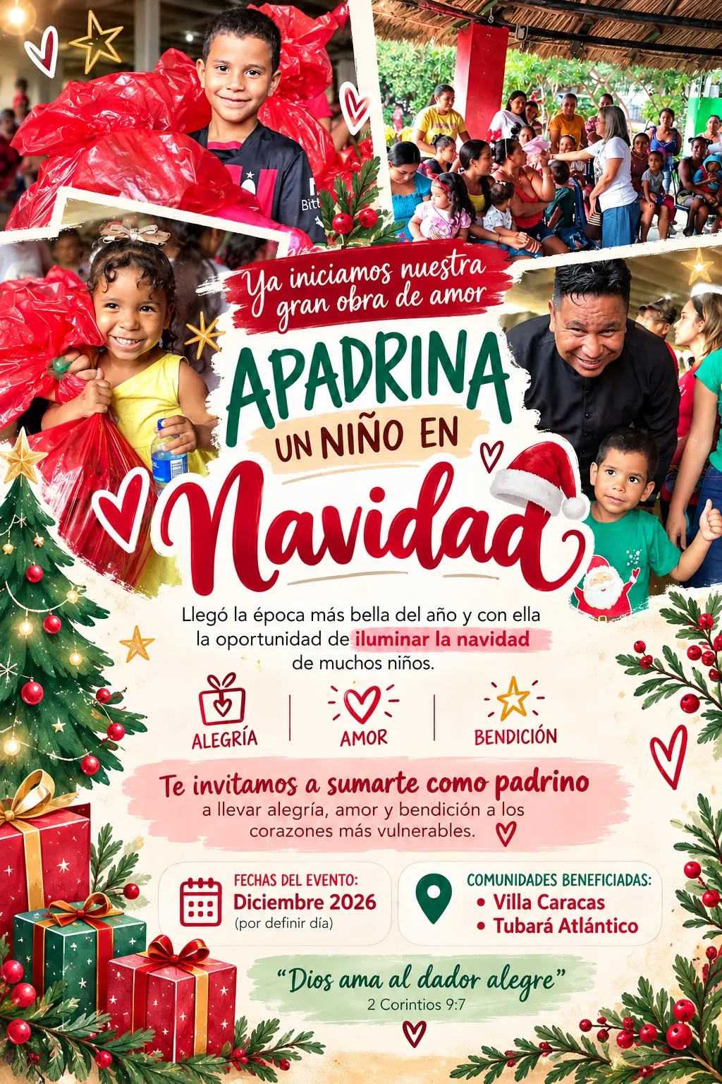 Afiche de la campaña Apadrina un niño en Navidad 2026