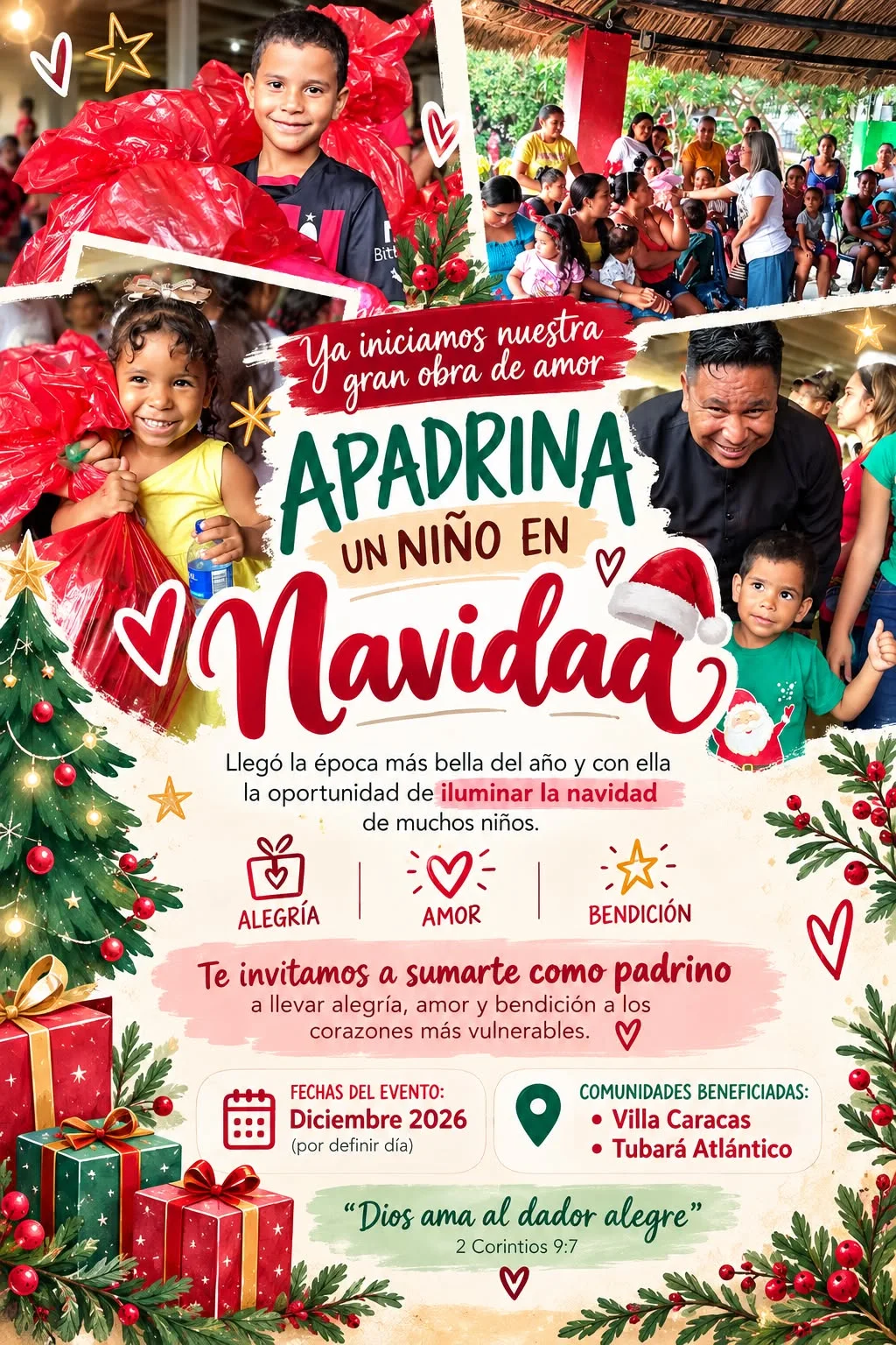 Afiche de la campaña Apadrina un niño en Navidad 2026