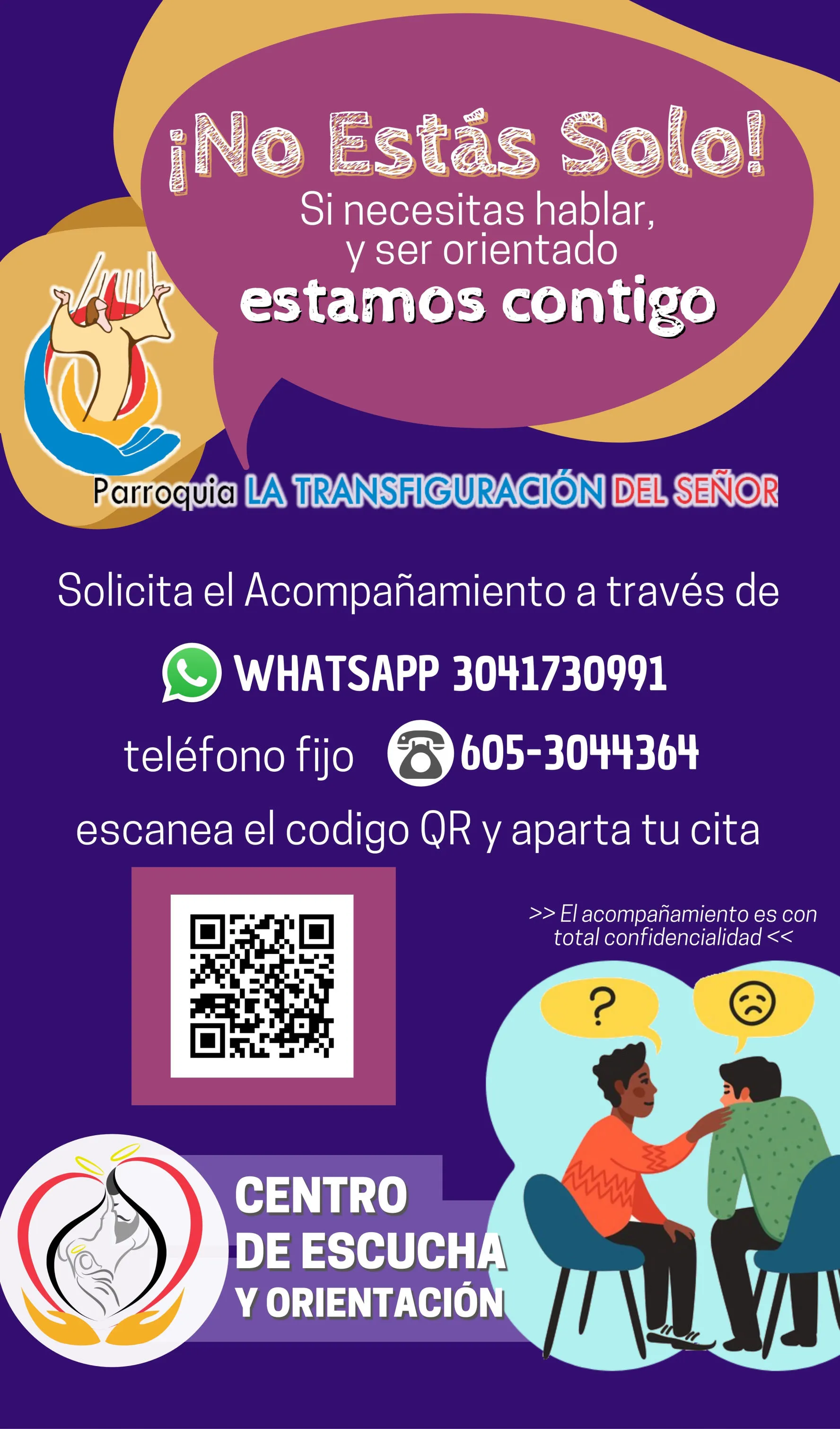 Afiche del Centro de Orientación y Escucha de la Pastoral de Matrimonio y Familia