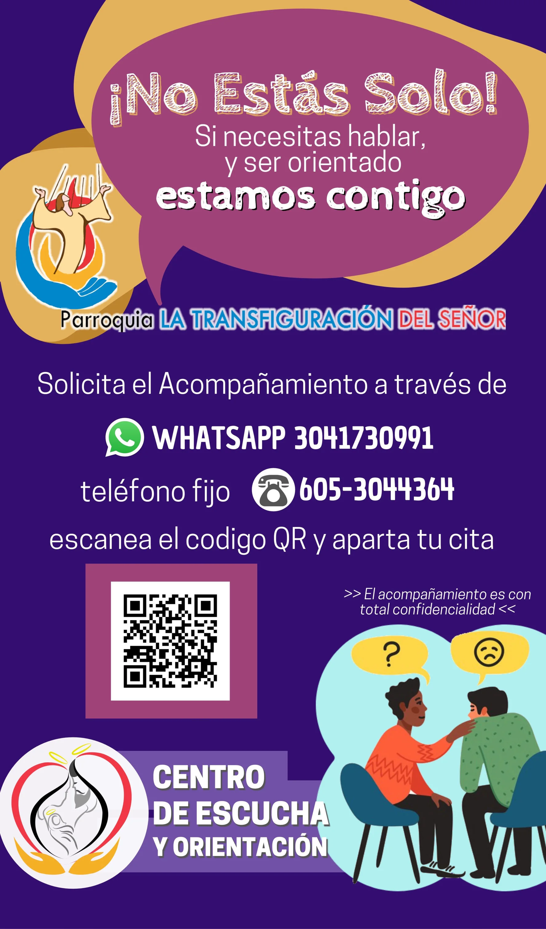 Afiche del Centro de Orientación y Escucha de la Pastoral de Matrimonio y Familia